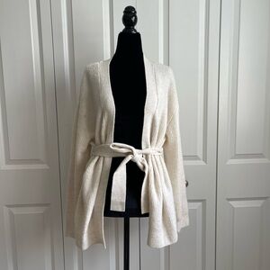 H&M Cream Cardigan Sweater with Tie Belt